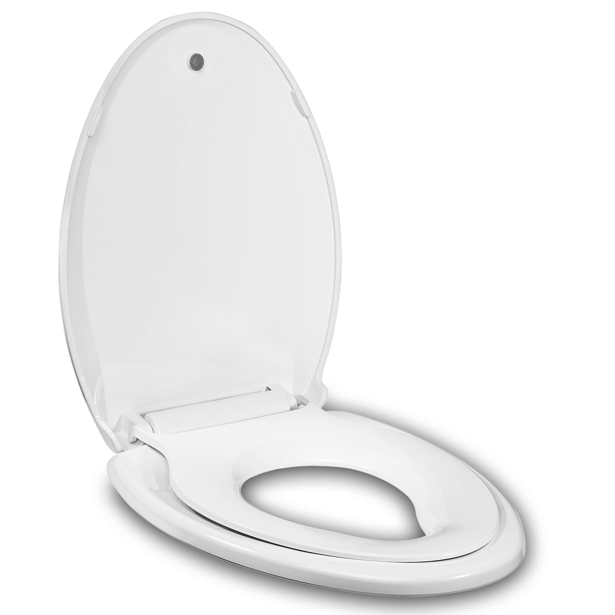 Elongated Toilet Seat Adult/Child,BuiltIn Potty Training Seat, Soft
