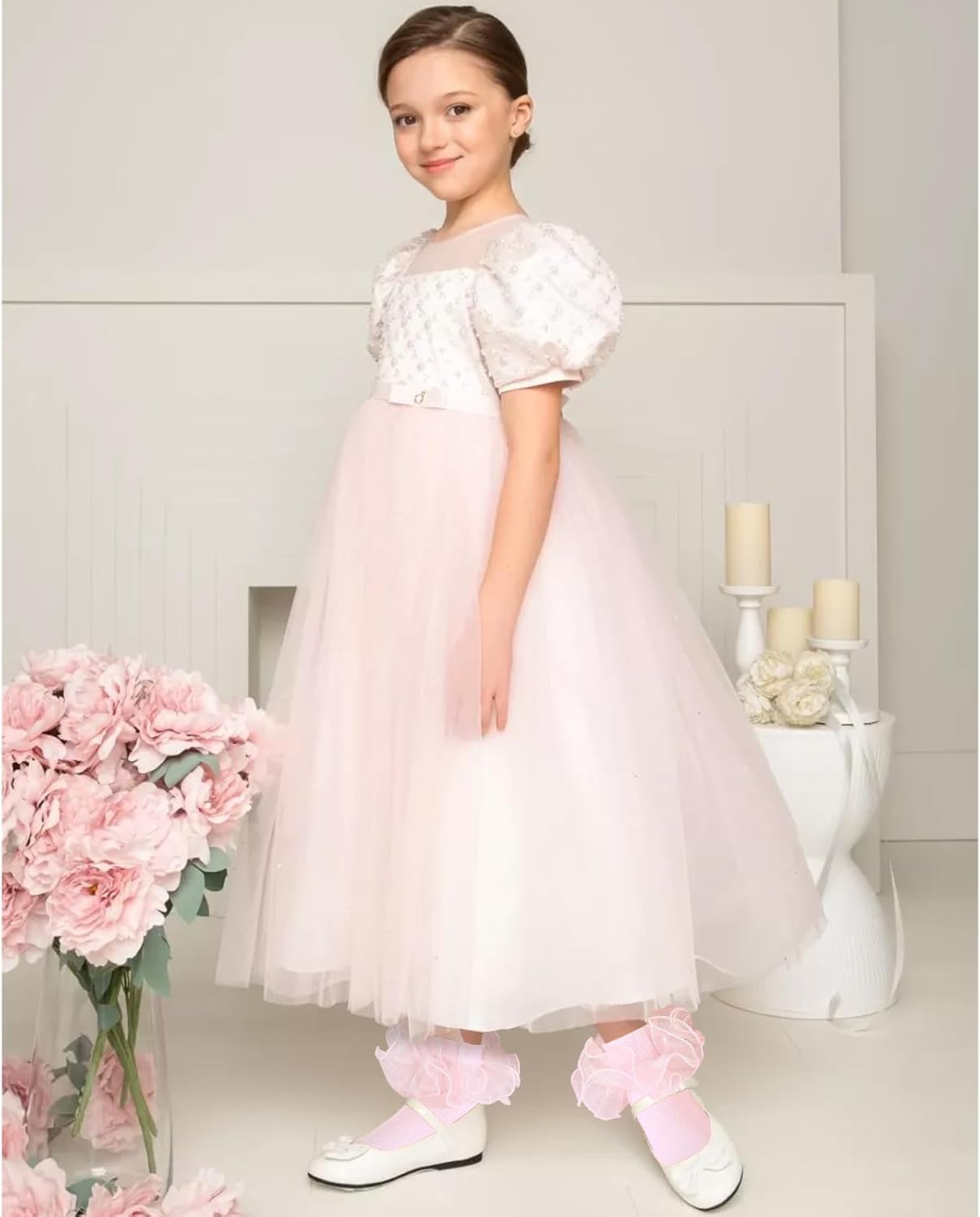 2 Pairs Girls Ruffle Socks Toddler Girl Frilly Dress Socks Fold Double Lace Big Ruffles Church Fancy Sock Little Kids - Image 3