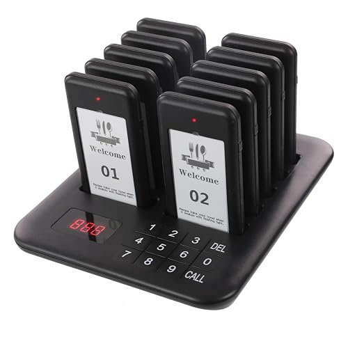 Restaurant Pager System, 10 Wireless Pagers, Touch Keyboard Calling Customers