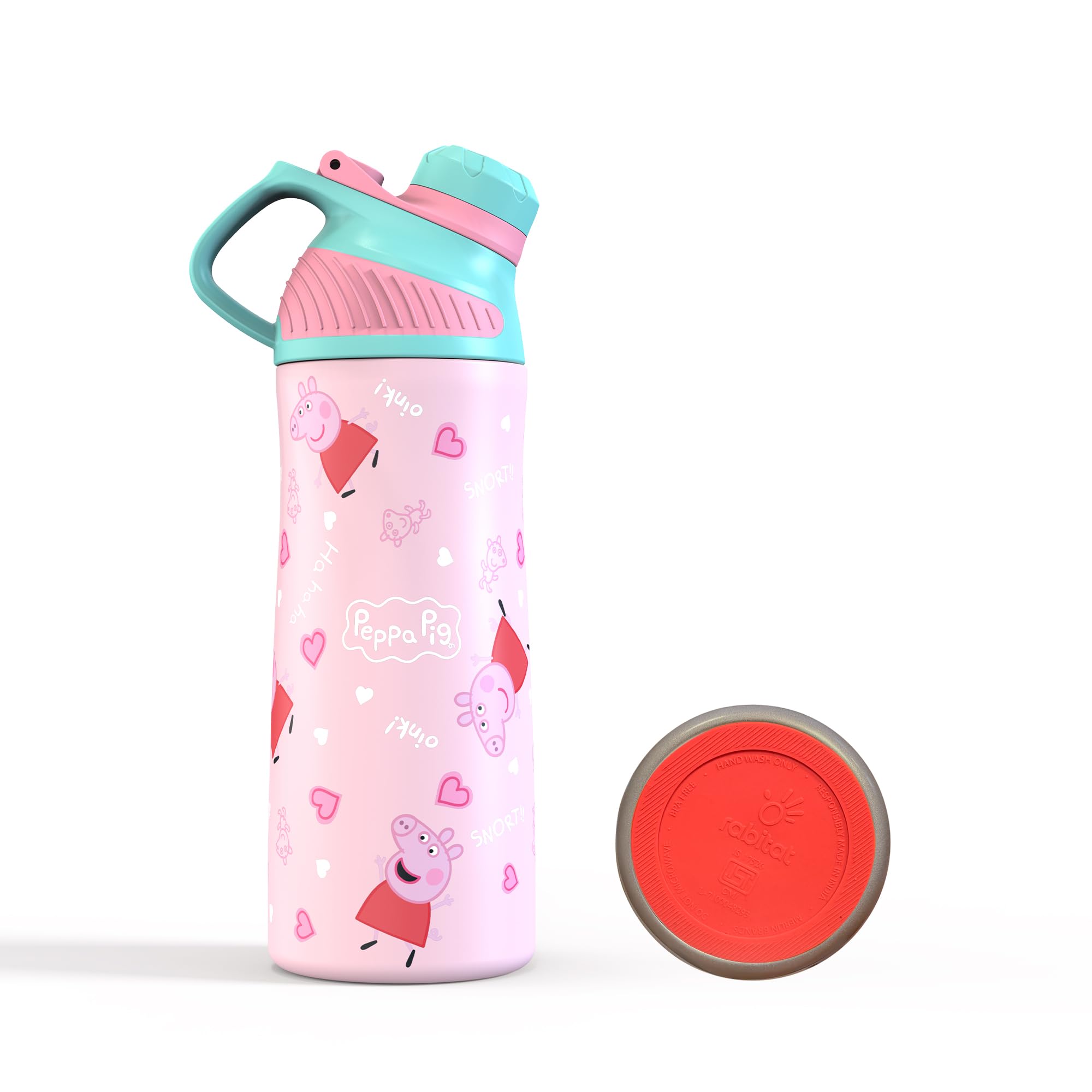 Rabitat Newly Launched Zylo Peppa Pig 550ml, Double WALL Vaccum Insulated Flask | Upto 24 Hrs Hot & Cold | 2 Years Brand Warranty | ISI Certified | Ideal for Gym, Office, School (Fun Pop)