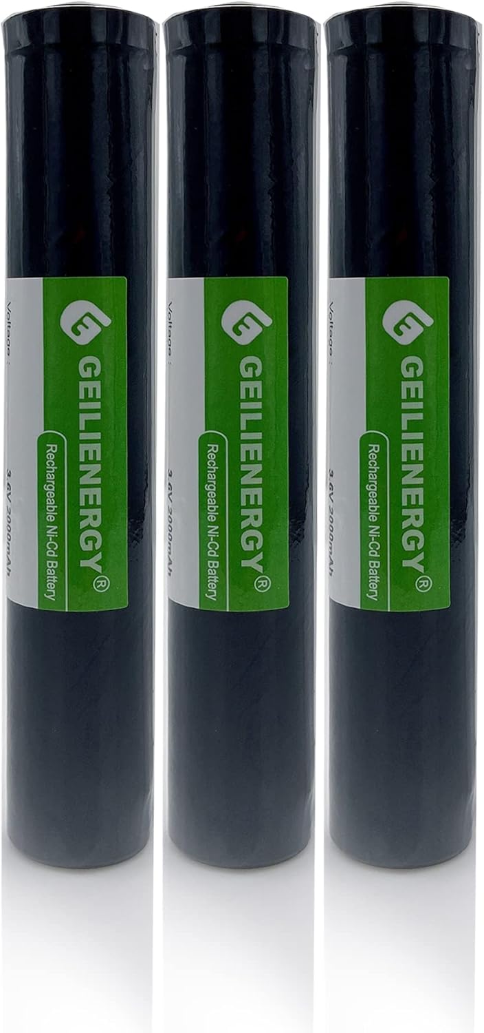 GEILIENERGY (3 Pack 3.6V 2000mAh Ni-Cd Rechargeable Flashlight Battery Compatible with Stinger Streamlight XT HP LED DS DE 75175 75375 75813 76000 76300 Poly Stinger Pelican M9 FL126