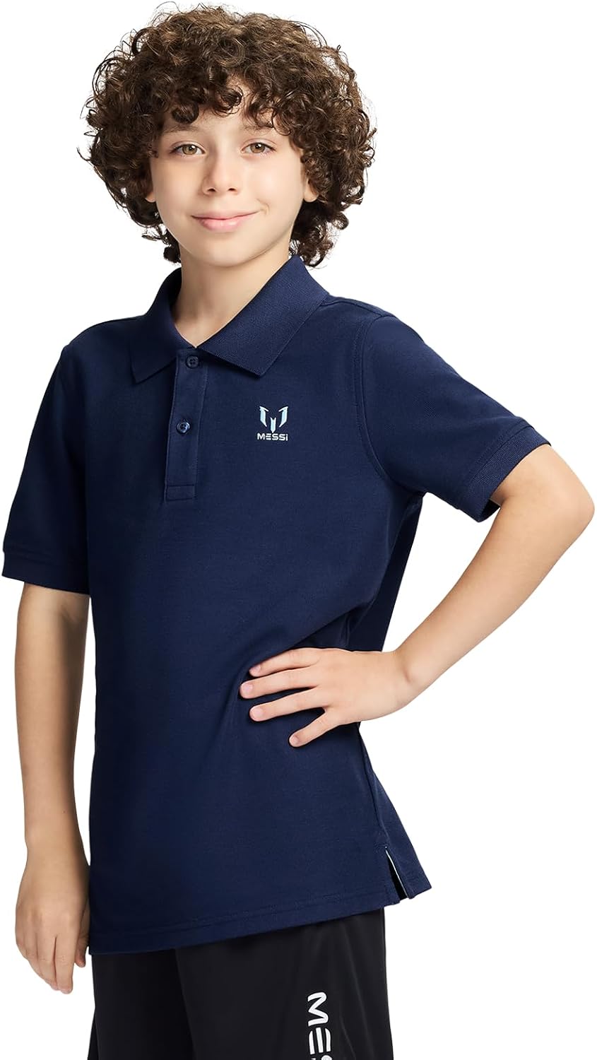 Messi Boys Lifestyle Short Sleeve Polo T-Shirt, Slim-fit Graphic Tee, Cotton Blend Fabric - Image 2