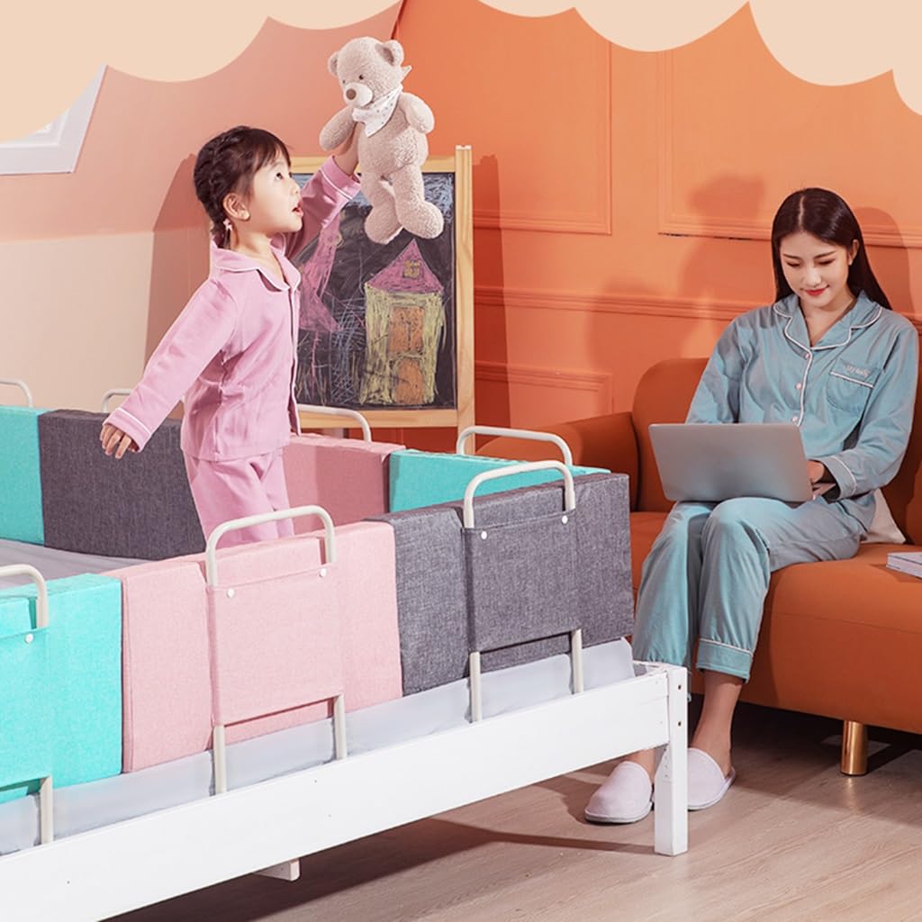 Barandilla de Cama para Niños Pequeños, Actualizar Reforzado Protector de Cama, Protección contra Caídas, Barandilla de Cama de Bebé para Adultos, Niños, Twin, para Colchones de 5-30cm (Color : Grau