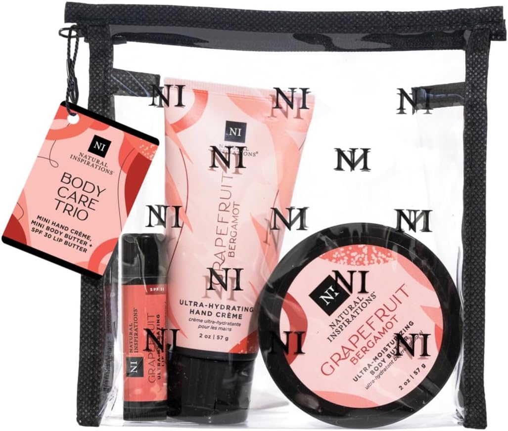 Natural Inspirations Grapefruit Bergamot Body Care Trio Gift Set in Travel Bag