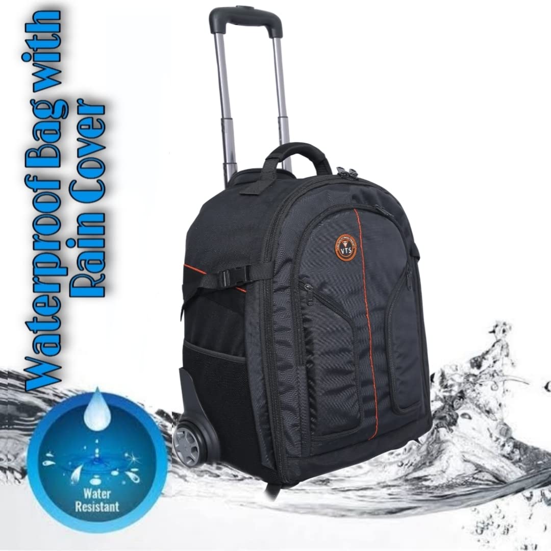 VTS DSLR Camera Bag Medium Size Waterproof/Heavy Duty Rolling Camera Backpack (Black) (Roller Bag) 1