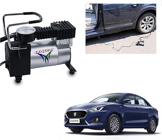 Kozdiko Car 12V DC Heavy Duty Metal Tyre Inflator Air Compressor Pump for Maruti Suzuki New Swift Dzire 2017