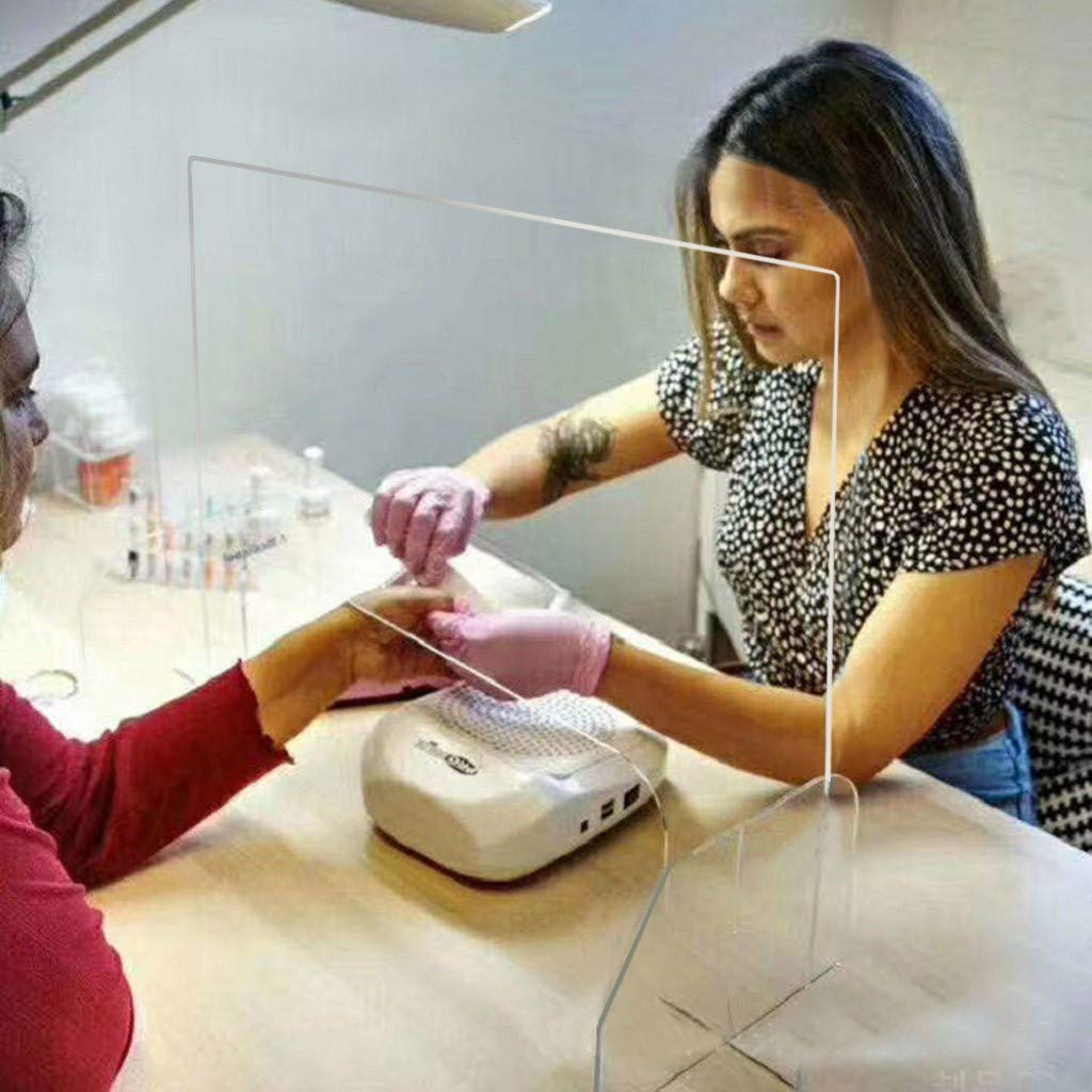 MOMFEI Protective Sneeze Guard, Clear Acrylic Plexiglass Shield for Counters, Food Screen, Transaction Window for Employers, Workers & Customers, Barrier Against Coughing & Sneezing (15.7x15.7 inch)