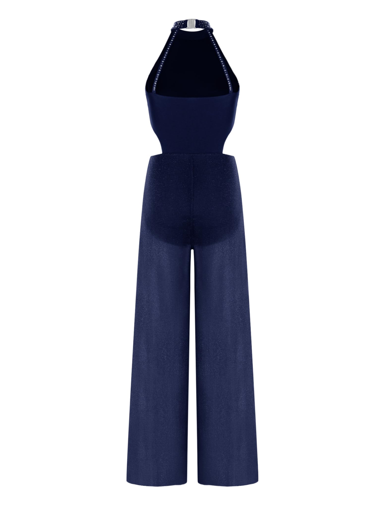 inlzdz Donna Tuta Intera Ginnastica Artistica Jumpsuit Pattinaggio Latino Blu Navy 3XL