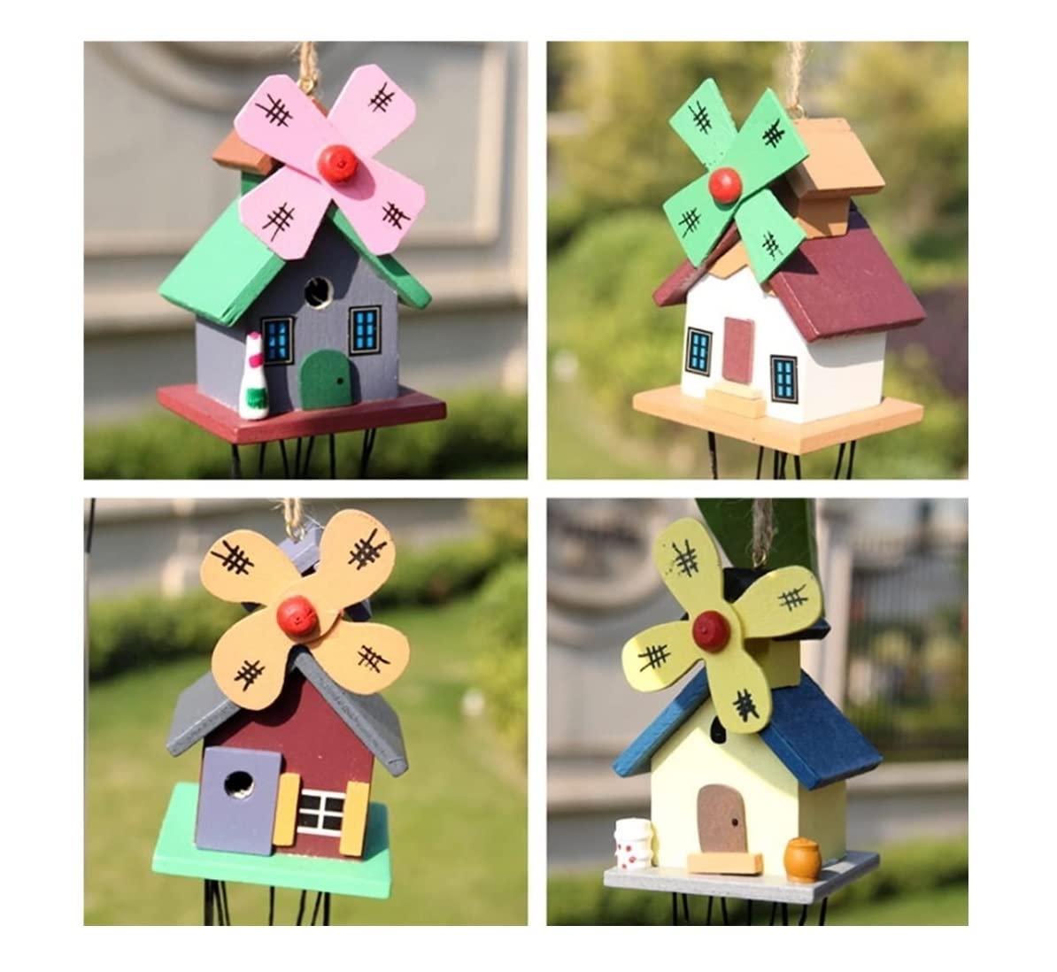 Scacciapensieri Campane A Vento Campanelli Eolici A Forma di Casa Campanelli Eolici in Legno per Ornamenti Colorati per La Camera da Letto Campanelli Eolici per Giardino(Pink)