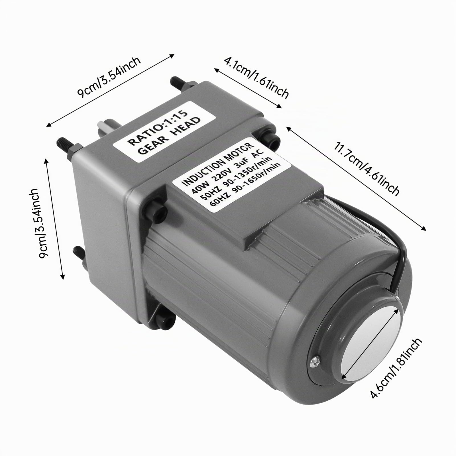 Motor eléctrico de engranaje 40W 15K, Motor Regulable en Continuo 0-90 RPM, Monofásico con Controlador de Velocidad Motor de Engranajes, Alto par Ajustable Regulador de Velocidad