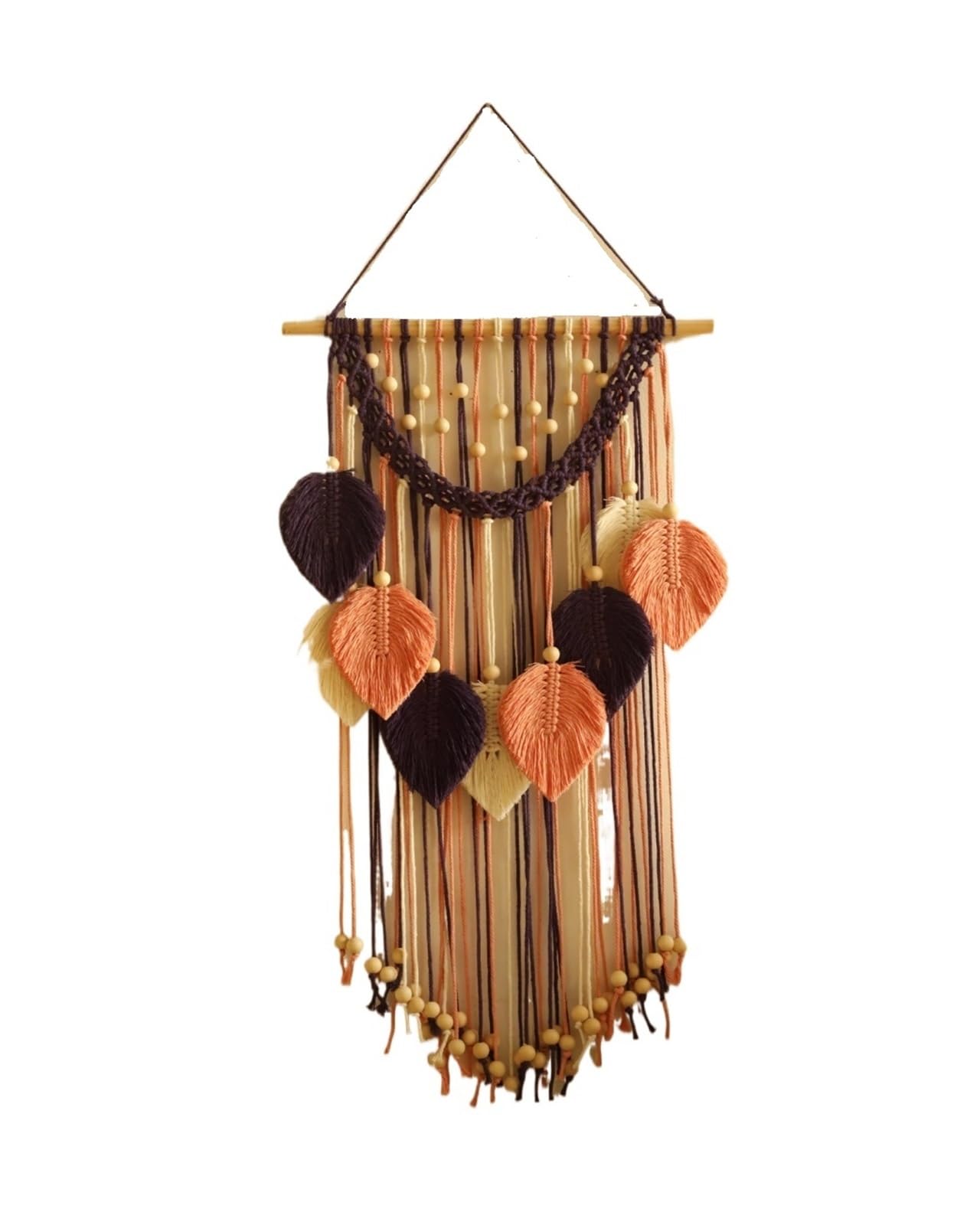 FGUJSUR Tapestry Wall Hanging Leaf Tapestry Boho Home Decoration Handmade Macrame Tapestries Wall Art Hanging Decor Room Decors Aesthetic Ornament(Color 03)