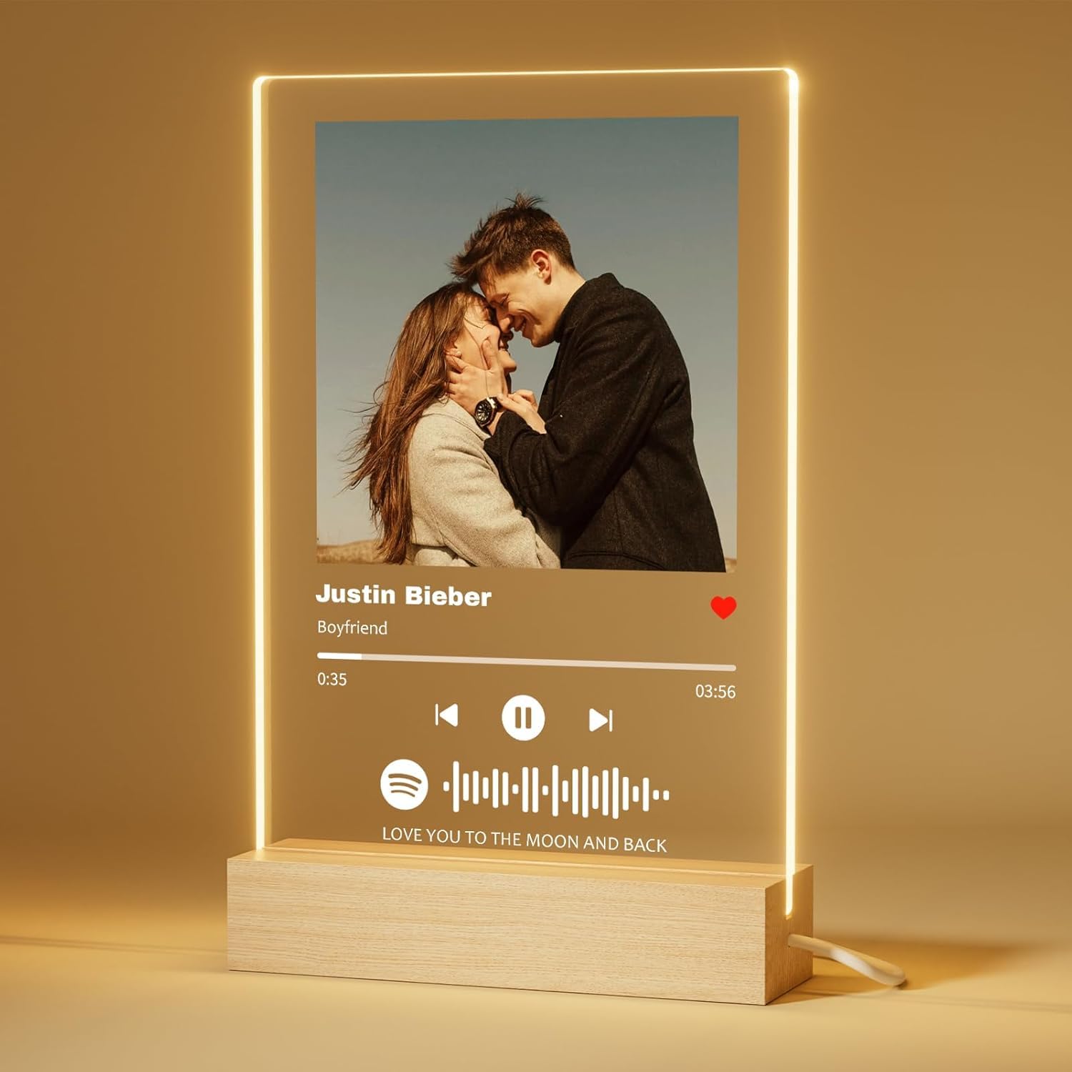 DPDP Personalised Spotify Plaque, Custom Acrylic Song Plaque with Photo, Customized Music Picture Frame, Romantic for Boyfriend Girlfriend Husband Wife — image 1