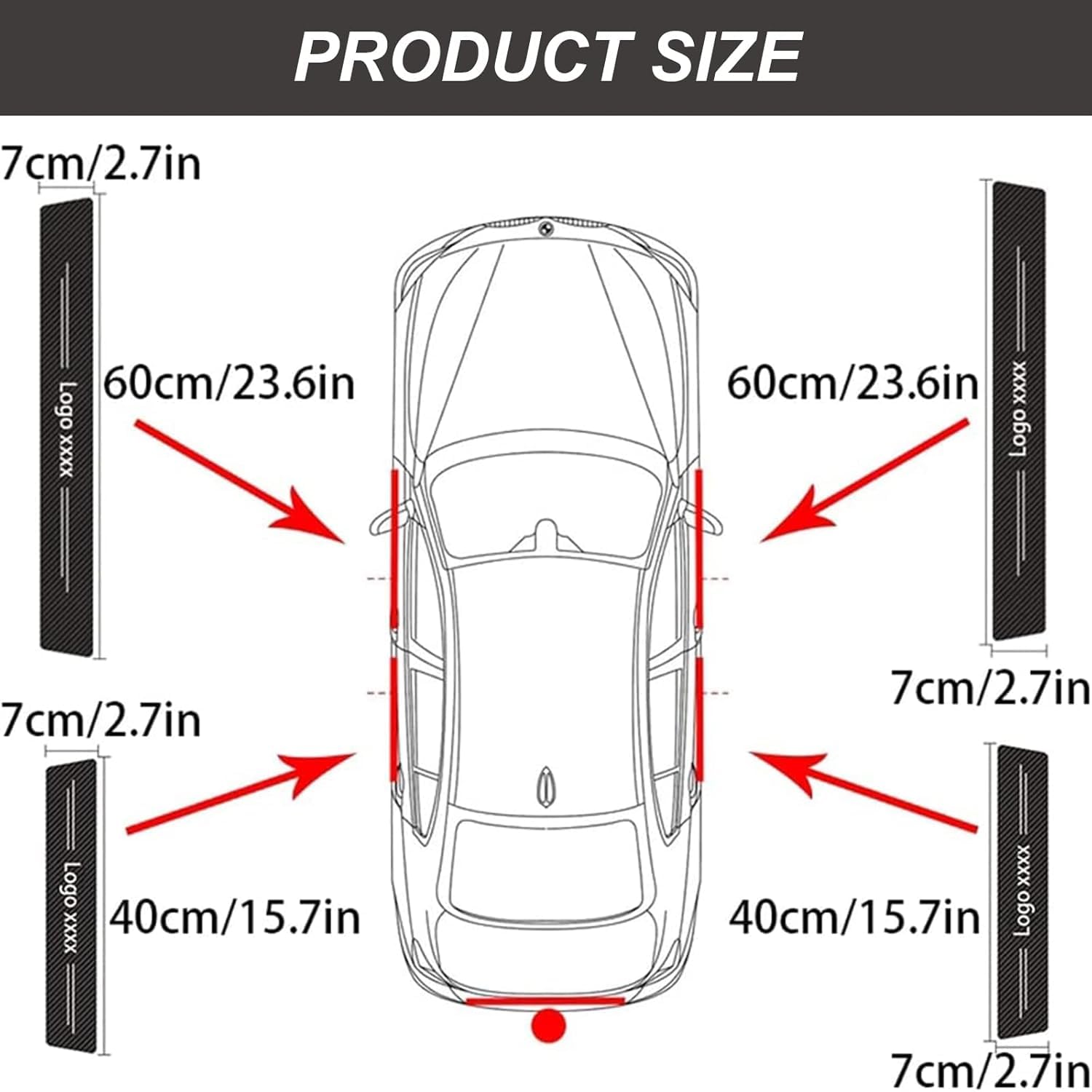 4 Pezzi Fibra di Carbonio Battitacco per Auto Sticker, per Ren-Ault CAPTUR, Pellicola del Protezione Davanzale Portiera Auto Anti-Graffio Scuff Adesivi Decorativi Accessori,White
