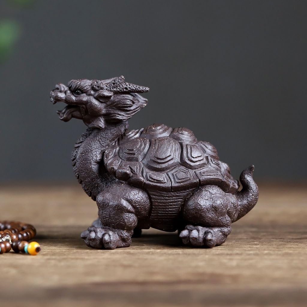 Akcesoria do herbaty dla zwierząt domowych zestaw do herbaty fioletowy piasek smok żółw ozdoby dla zwierząt Feng Shui Fortune figurki do herbaty dekoracje