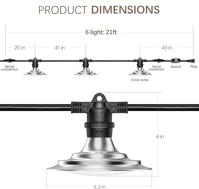 These waterproof grow lights are durable and specifically designed for outdoor use, making them suitable for use in all weather conditions. The string design of the lights allows for easy installation and customization to fit the specific layout of your greenhouse. With a long lifespan and energy-efficient operation, the Espird Outdoor LED Grow Lights are a cost-effective and sustainable lighting option for greenhouse growers looking to enhance plant growth and productivity.
