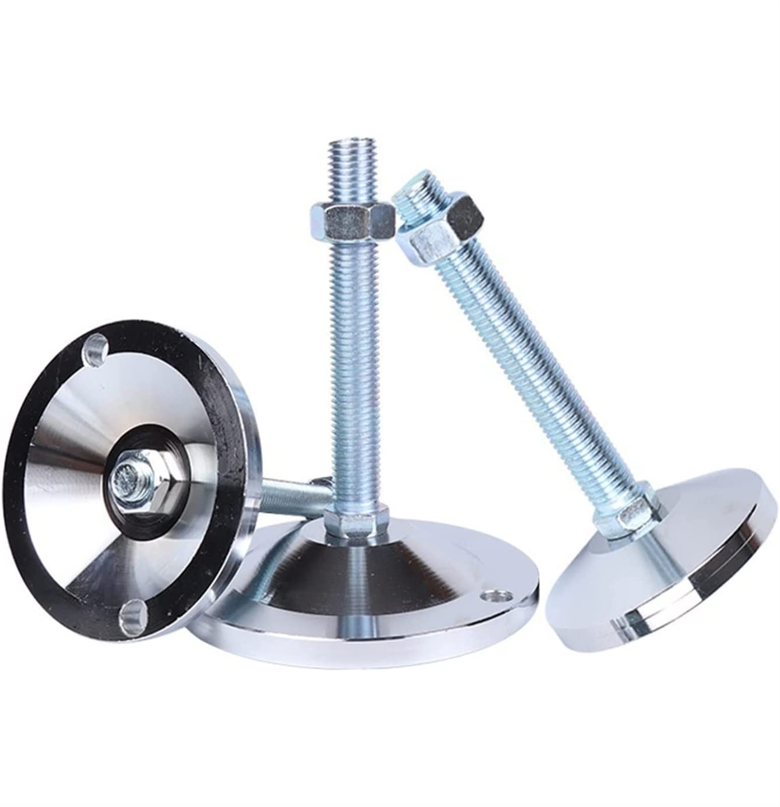 4 piezas, tamaño de rosca M10 * 100 mm, patas de nivelación de muebles pesados de diámetro base de 2.4 ", niveladores de muebles patas de muebles ajustables para gabinetes o mesas (plata M10 * 100 m