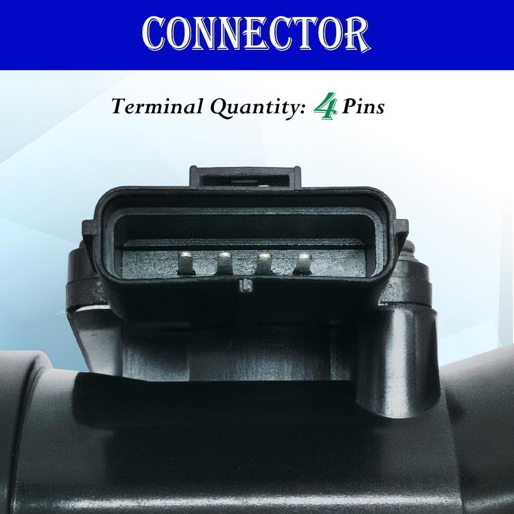 Mass Air Flow Sensor (4 Pins) Fits for Ford: F150/F250/F250/F350 Super Duty/Lobo/Taurus/Expedition, for Lincoln: Blackwood/Navigator, 1999-2004, Replace # F81Z12B579BA, F8DZ12B579BA, MAF0040