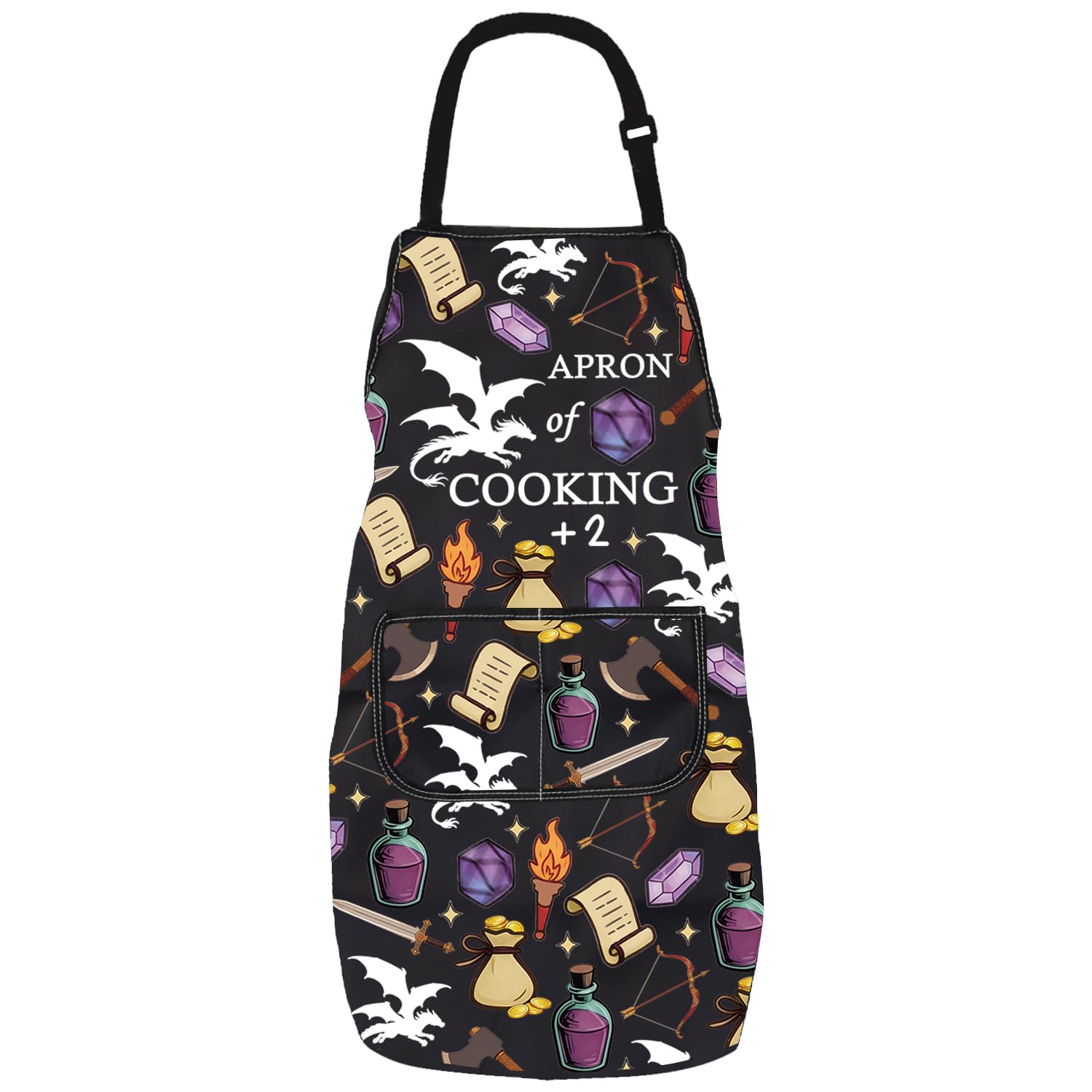 LEVLO Dice Game Kitchen Apron D Master Cooking Gift For Player Role Playing Gaming Gift Chef Cooking Apron With Pocket (COOKING+2 a 2)