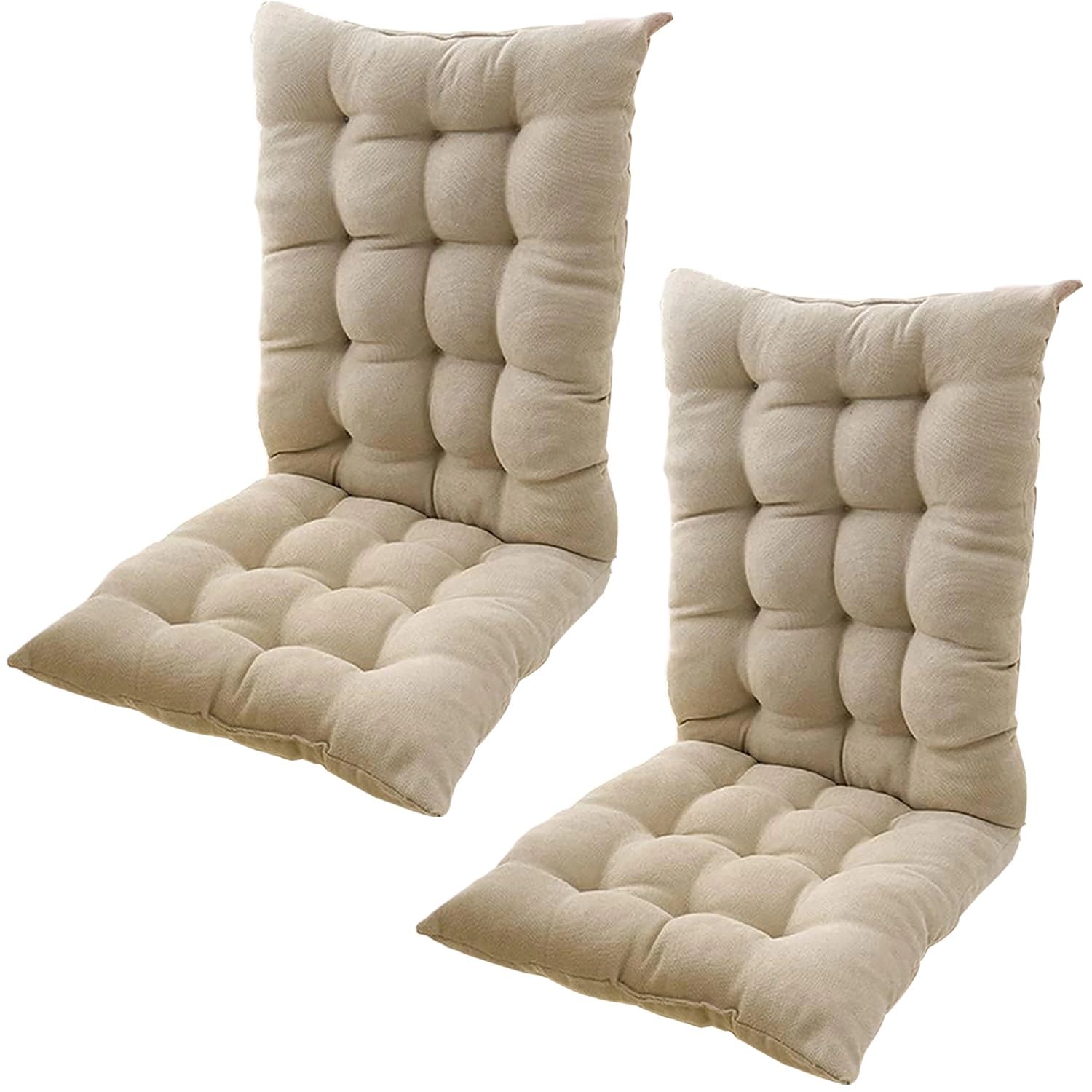 Stuhlauflage Outdoor/Indoor, 4/2/1er Set mit Rückenlehne Esszimmer Stuhlkissen, Rutschfestes Niedriglehner Auflagen mit Bänder Garten Sitzkissen für Küchen, Büro(B2,40x40x55cm(2PCS))