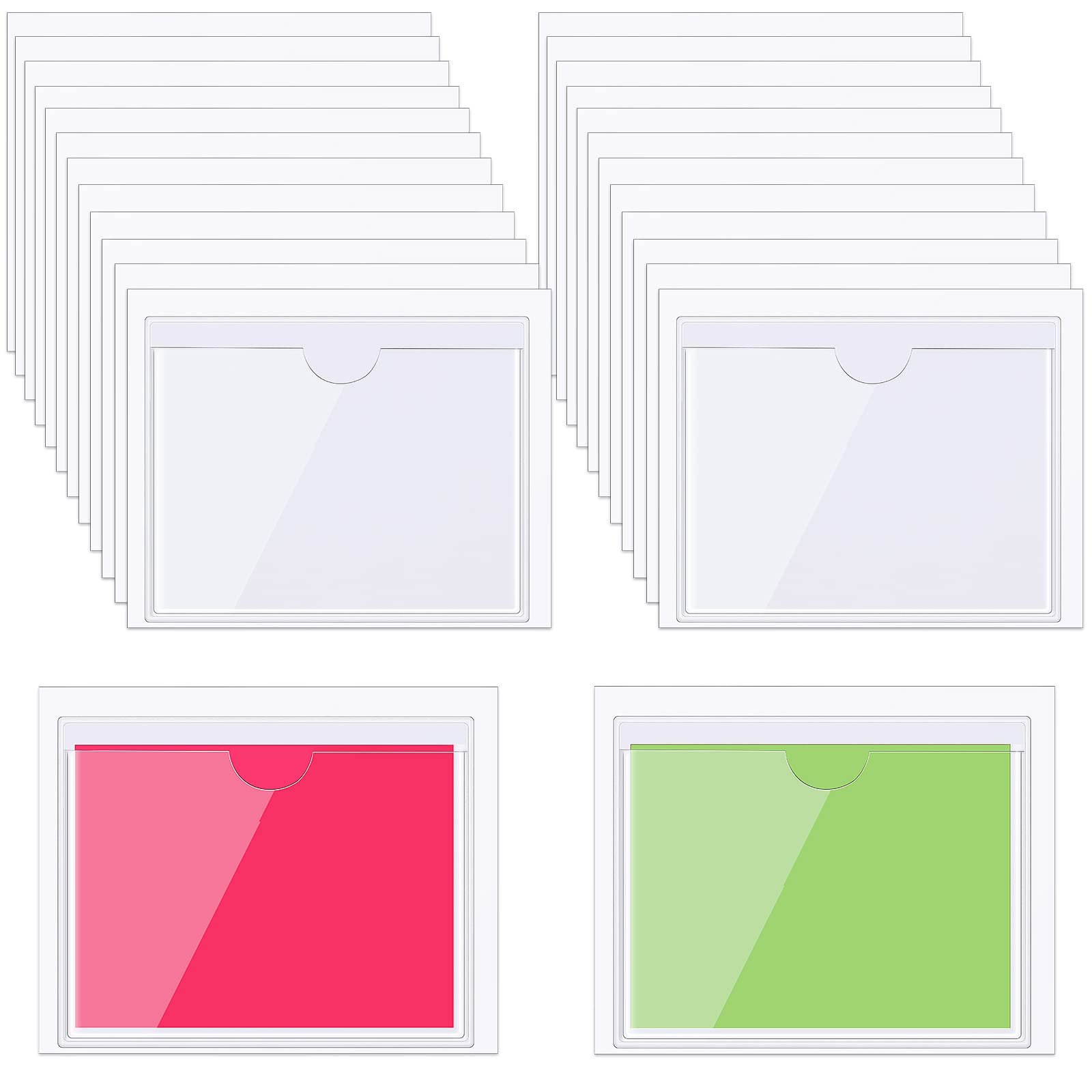 30 Pack Self-Adhesive Index Card Pockets with Top Open for Loading - Ideal Index Card Holder for Organizing and Protecting - Crystal Clear Plastic (