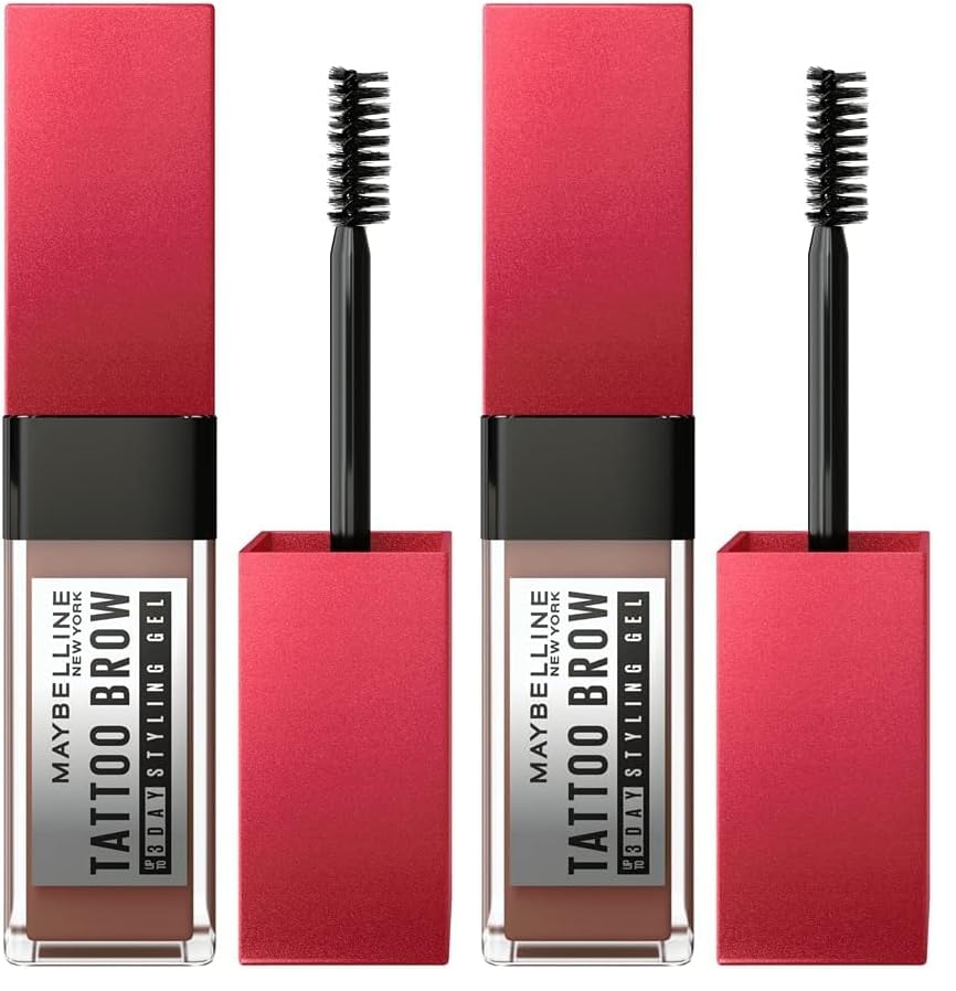 Image of Maybelline Tattoo Brow 3 Day Styling Brow Gel, Warm Brown, Semi-Permanent (Pack of 2)
