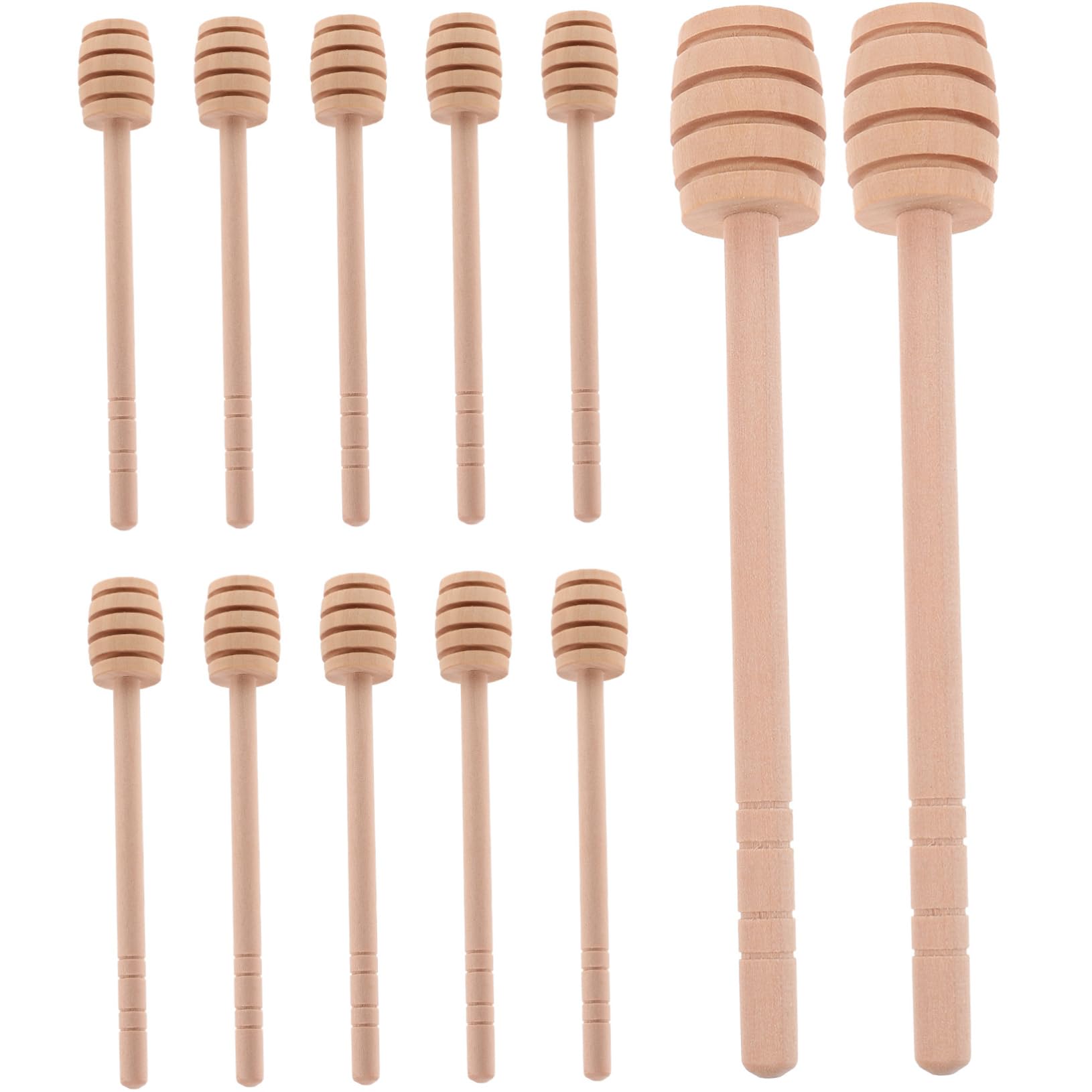 Mikinona 12pcs Wooden Honey Dipper Sticks Honey Stirring Sticks for Syrup and Jam Convenient Natural Server for Weddings and Daily Use