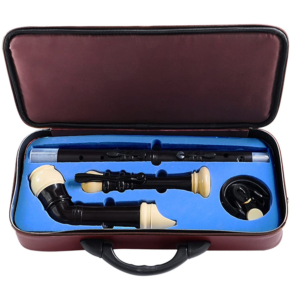 Blockflöten Blockflöte Lernen Erwachsene Bass English Professional Spielblockflöte, Abnehmbare 8-Loch-Barockflöte, 4 Stück, Mit Ledertaschen-Reinigungsstab (Color : Black)