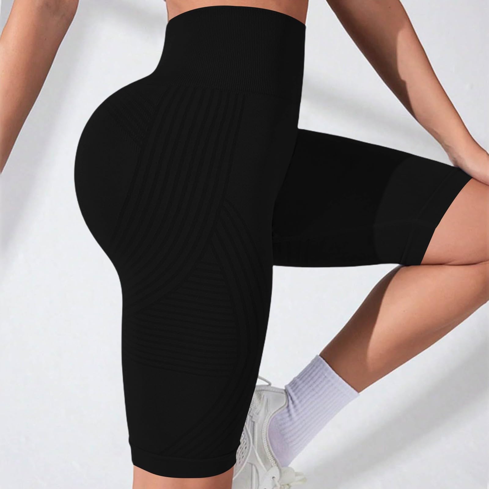 Solenao Women's 3D Anti-Cellulite Leggings Short Summer Leggings, Fittabella Push Up Sculpture Compression Lipedema Graduated Control Anti High Waist Seamless Fitness Yoga Tights - 4