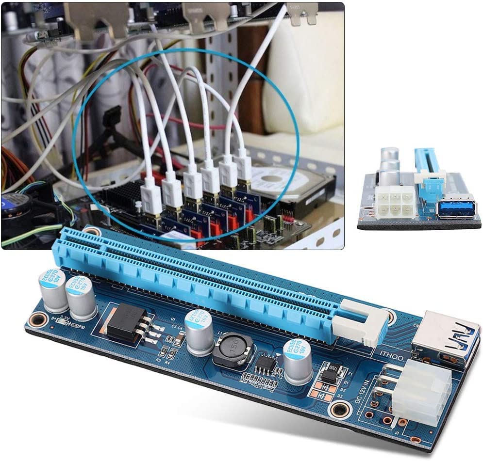 atdaraz PCIe 1x to 16x PCI Express Extender Powered Riser Card,Ethereum Mining ETH GPU Riser Adapter Power by PCIe 6pin w/ 60cm USB 3.0 Extension... - Image 7