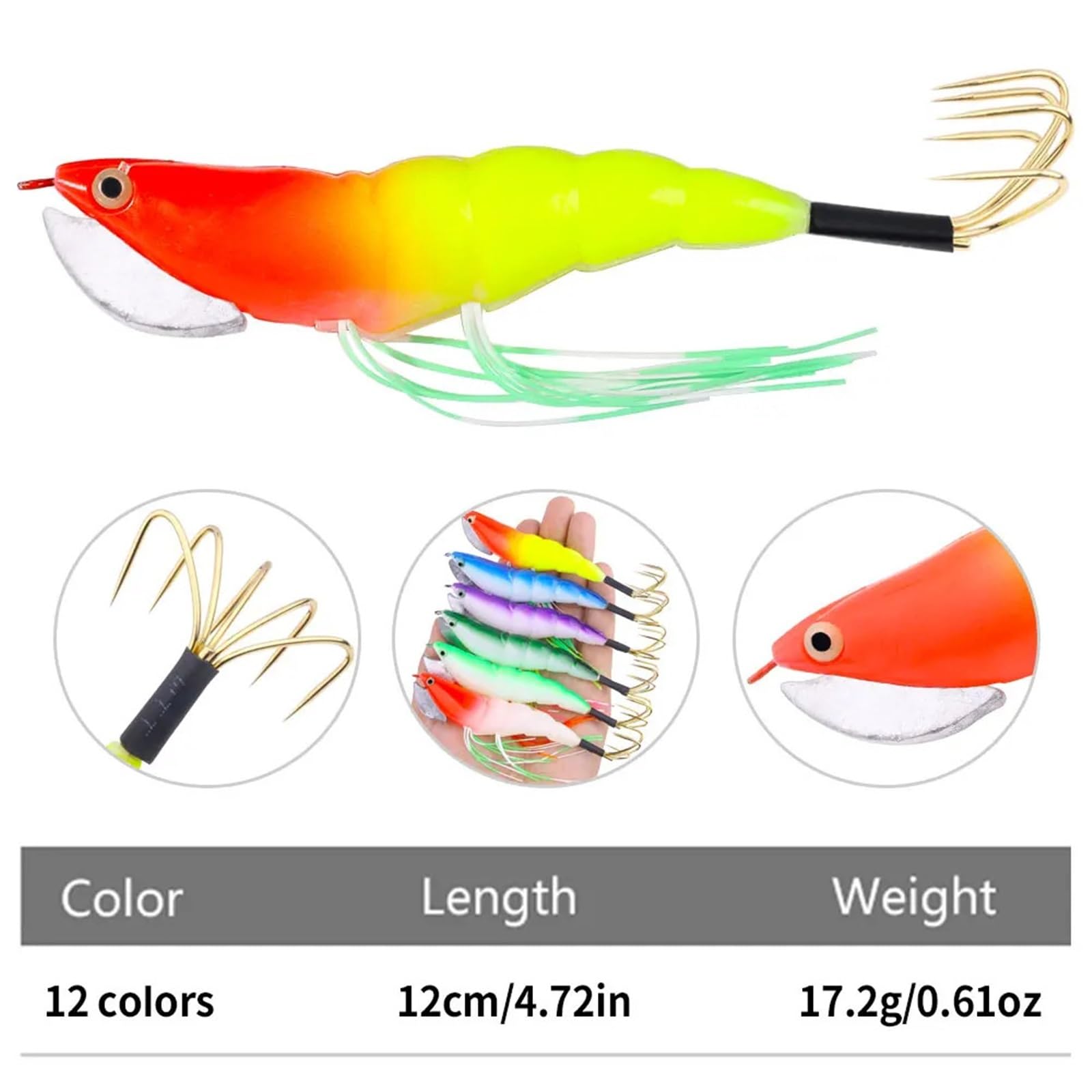 17.2g 12cm Squid Jigging Lure, Wobbler for Carp Bass Pike, Soft Lightweight UV Easy Clean