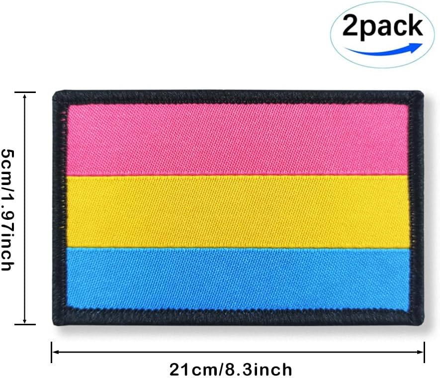 Miniatura 2 de Overdecor Pansexual Pan Pride Flag Parche LGBT Parches tácticos - Cierre de velcro, paquete de 2