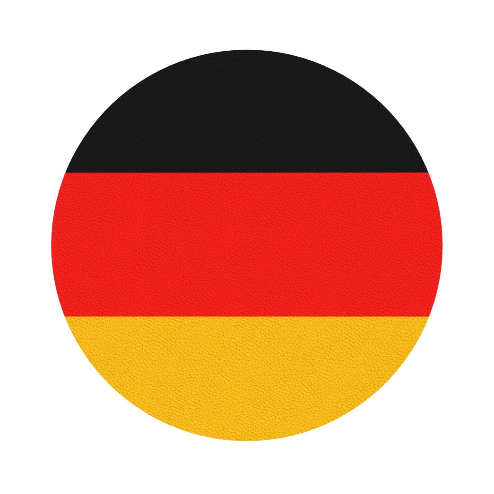 germany flag PU Leather Coasters Set of 6 Round Drink Coasters
