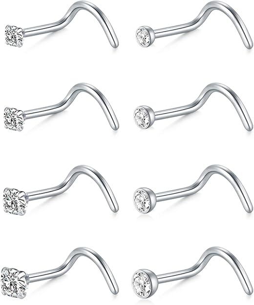 MODRSA Nose Studs for Men & Women Silver Gold Nose Stud 18g 20g Nose