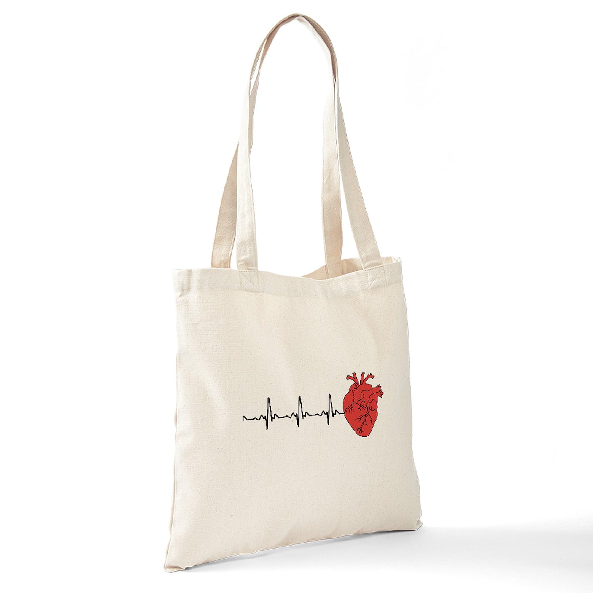 CafePress Floral Heart Canvas Tote Bag - Reusable Natural Shopping Bag, Two Sizes, Durable & Eco-Friendly - View #2