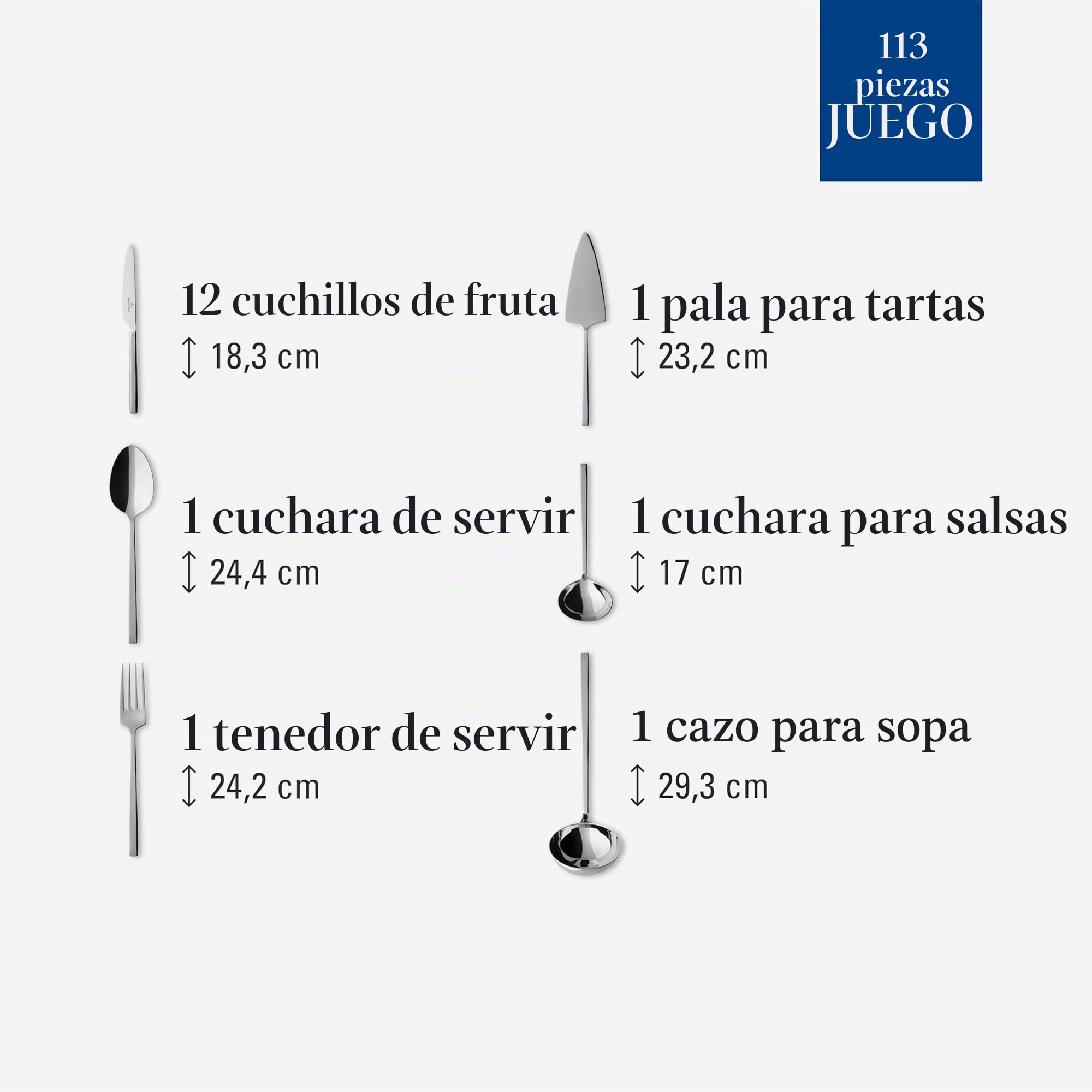 Villeroy and Boch 113 Piezas La Classica Juego de Cubiertos para el Almuerzo, Plateado