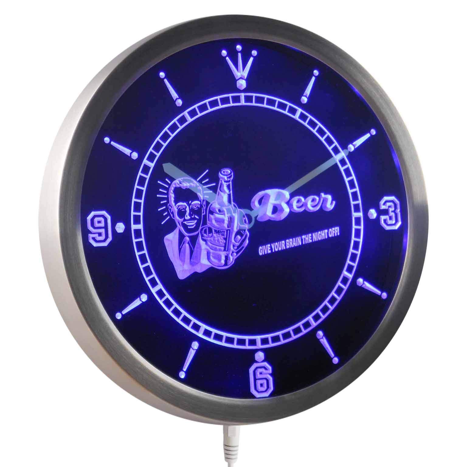 Amazon.co.jp: LEDネオンクロック 壁掛け時計 nc0389-b Beer Give Your