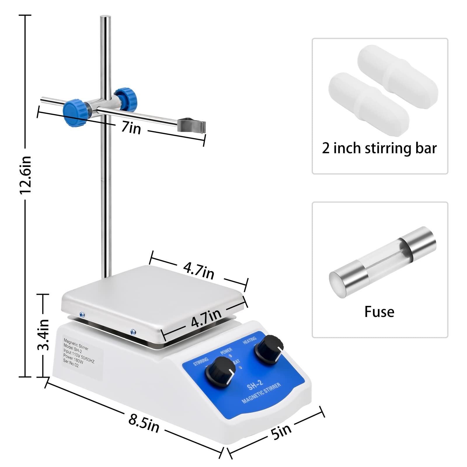 Magnetic Stirrer Hot Plate Mixer 1000ml Stirring Capac...B07FP8J8YV - View #7
