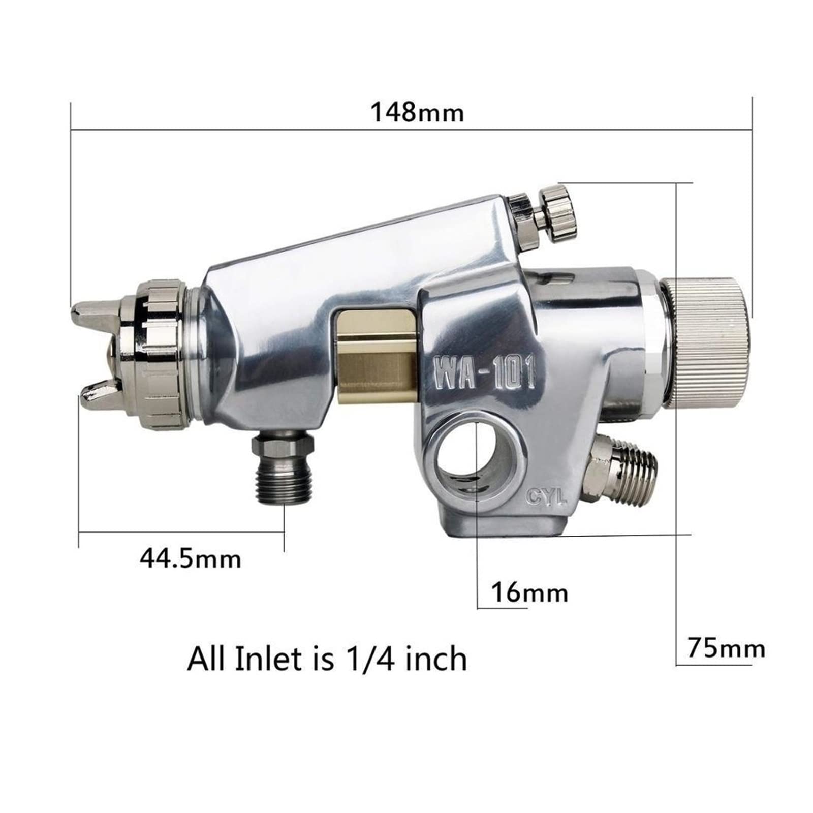 Pistolet Natryskowy, WA-101 Przemysłowy Pistolet Natryskowy Maszyna Tłokowa O Wysokiej Atomizacji Profesjonalne Automatyczne Narzędzie Do Natryskiwania Natrysk Pneumatyczny(1.5mm Caliber)