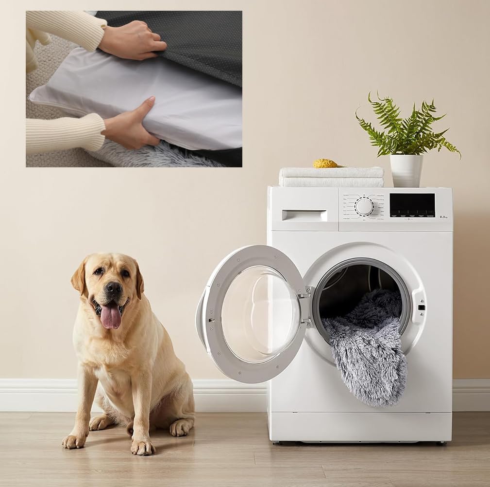80x53cm Panier pour Chien Dehoussable et Lavable,Lit Chat Orthopedique | Couverture de Protection pour Canapé,Bords Rehaussés,Coussin Chien Anti Stress Doux et Moelleux,Rose