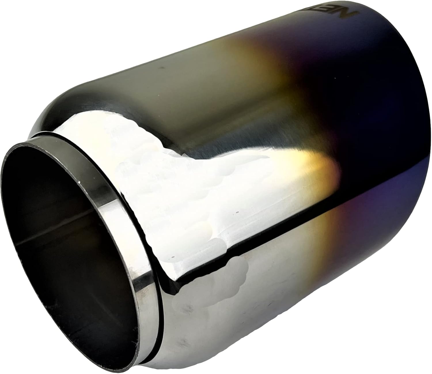 3 inch Inlet to 4 inch Outlet NETAMI NT-3019 Exhaust Tip Stainless Steel Double Wall Blue Burnt