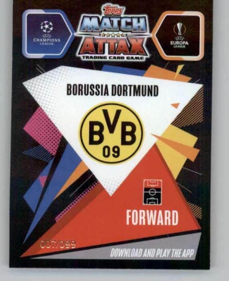 2020-21 Topps Chrome Match Attax UEFA UCL League Green Refractor #176 Erling Haaland Hat-Trick Hero /99 Borussia Dortmun Soccer Trading Card