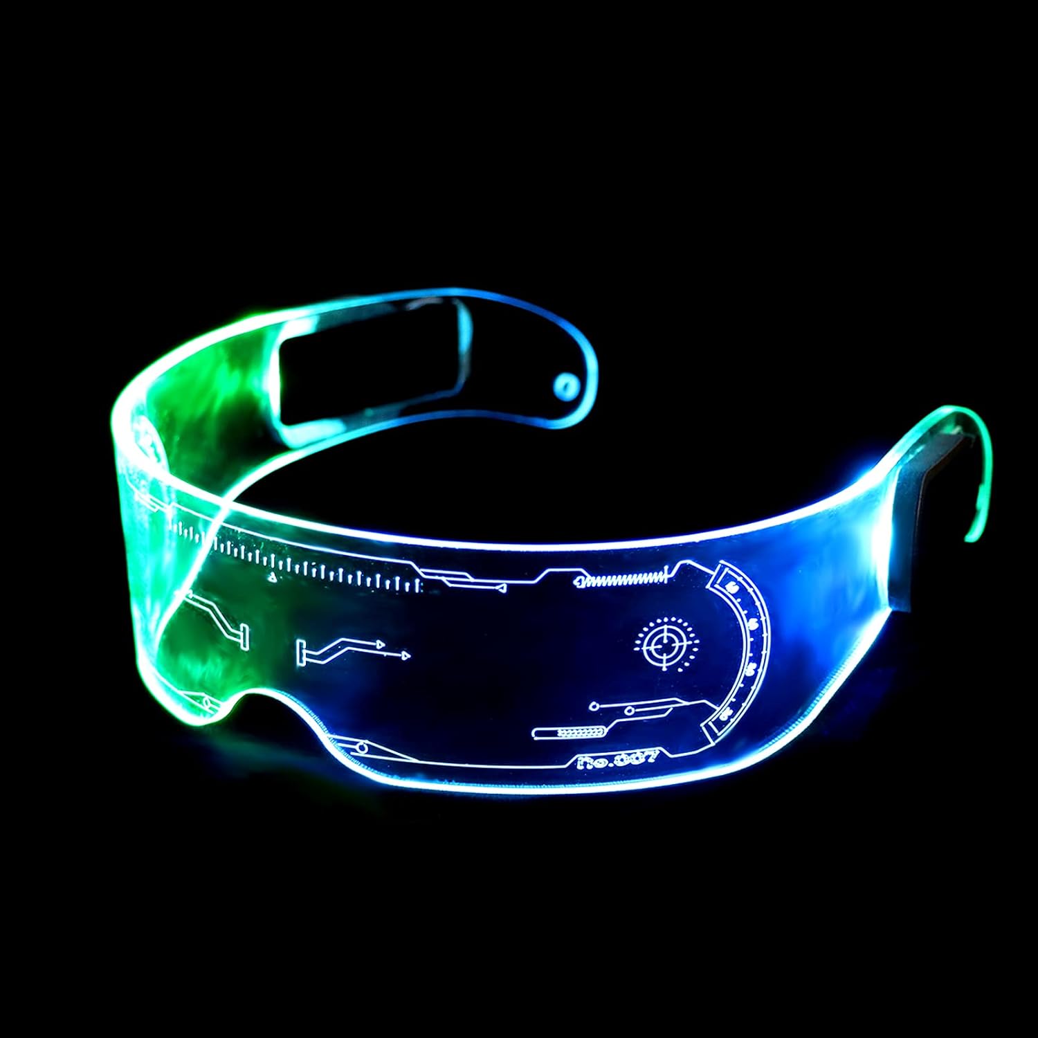 Xgood Gafas luminosas con visera LED, estilo futurista, para fiestas, conciertos, festivales, cosplay (tipo estándar)