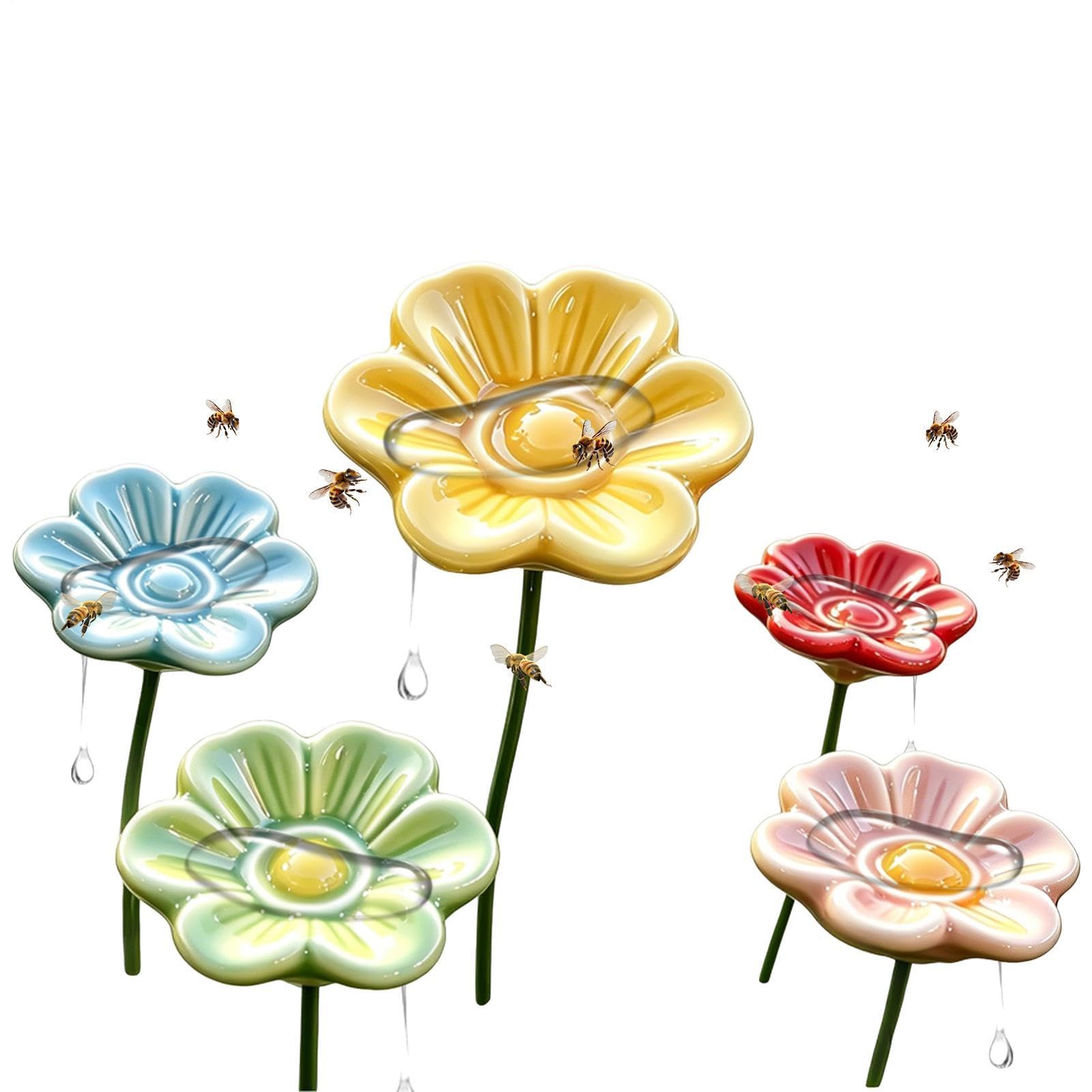 Bebedero para abejas en estaca decorativa de 5 piezas para jardín y patio exterior