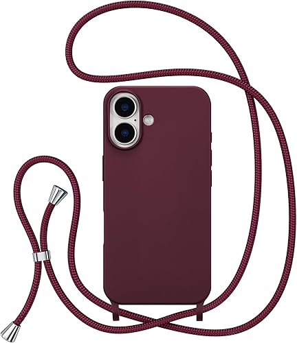 Miniatura 64 de ZTOFERA Funda para iPhone 13 Pro con correa, funda cruzada para teléfono con cordón ajustable para el cuello para el hombro, silicona suave a prueba