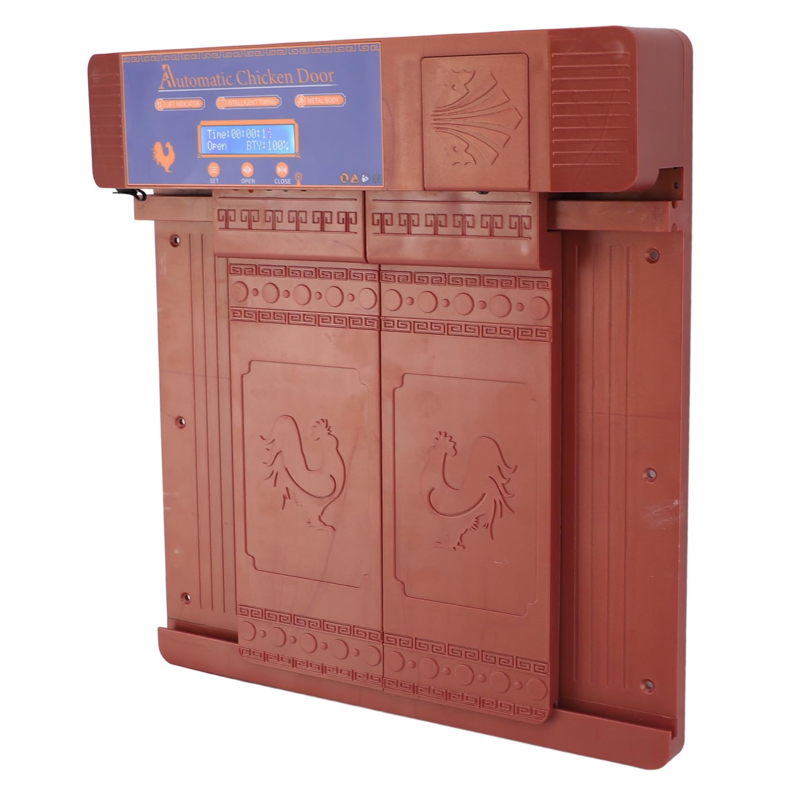 Porta Automatica per Pollaio, Apriporta Elettrico per Pollaio a Doppia Porta con Avviso di Batteria Scarica da 100 a 240 V, Protezione di Sicurezza per Polli Anatre Oche (2 Colori)