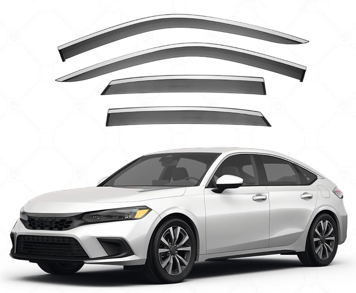 Panxuc Normal Car Wind Deflectors For Civic Hatchback Fe 2022-2024, Side Window Wind Rain Deflector Window Visor Sun Rain Guard Smoke Guards