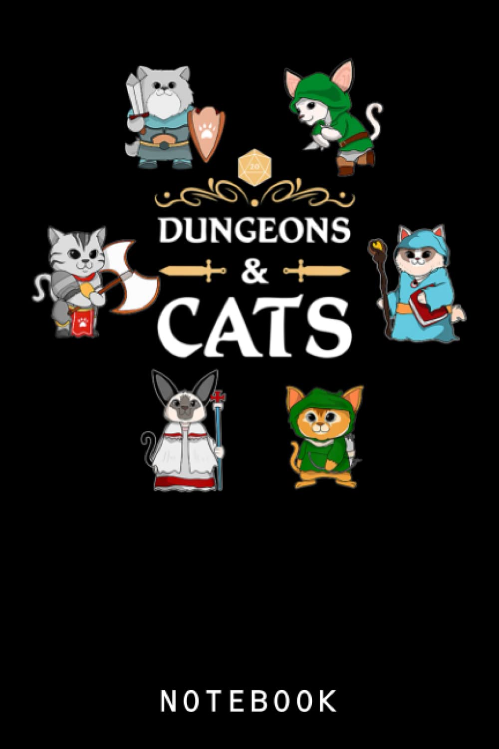 Adventurer Cats Rpg D20 Dice Rpg Tasy Roleplaying Gamers Journal Notebook: Lined 6 x 9 120 Pages College Ruled Notebook | Cute Anime Girl Notepad Diary or Journal | Gift for All Anime Lovers