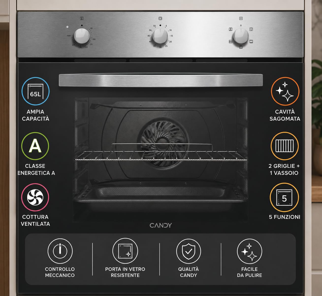 FIDC X502IT Forno Elettrico Ventilato Grill 65 Litri Inox Classe A