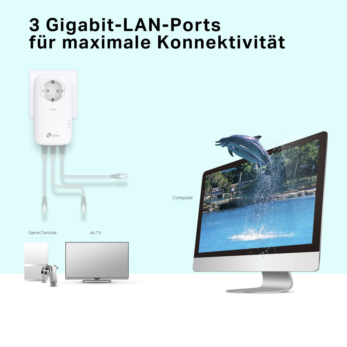 TP-Link Powerline Adapter Set TL-PA8030P KIT(1300Mbit/s & Archer T3U Plus AC1300 High Gain USB WLAN Stick Adapter mit Antennen(bis zu 867 Mbit/s 5GHz