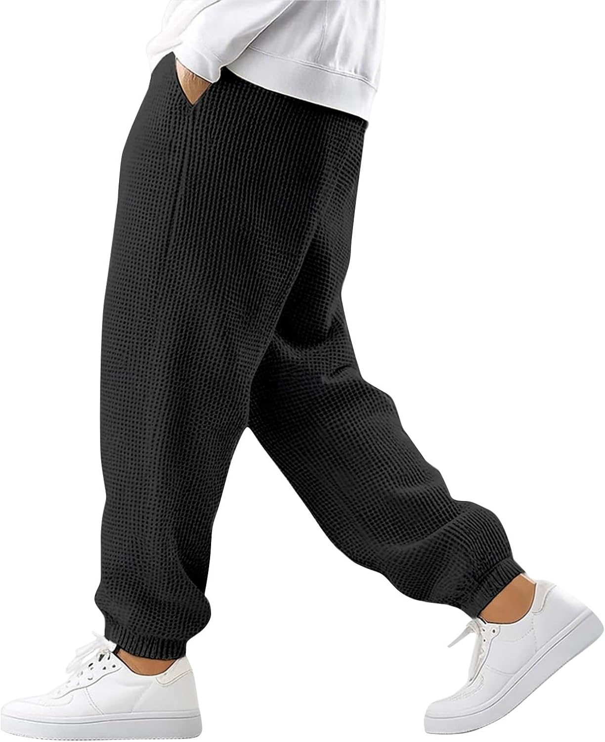 WENKOMG1 Men's Sweatpants Fall Winter Elastic Waist Drawstring Athletic Workout Jogger Sweat Pants, M-3XL